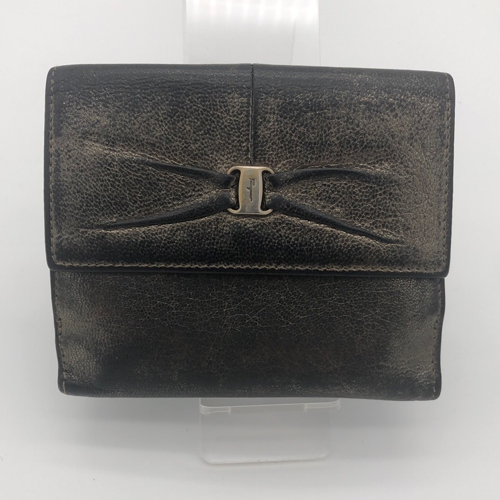 Salvatore Ferragamo metallic leather wallet